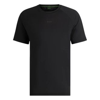 HUGO BOSS Heren T-shirt met ton-sur-ton logo, ronde hals en raglanmouwen (Donkerblauw)