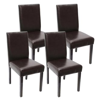 Hhg Hhg - Juego De 4 Sillas De Comedor Silla De Cocina Littau, Cuero, Patas Marr&oacute;n Oscuro