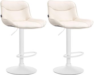 Clp Juego De 2 Taburetes De Bar Vonore En Polipiel Crema Blanco