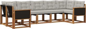 vidaXL Conjunto De Sof&aacute;s De Exterior 7 Uds. Natural Y Gris Claro Vidaxl