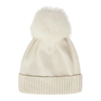D.exterior Geribbelde Beanie met Omslag - Dames - Accessoires - Beige - Maat: M Wol