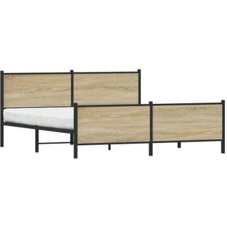 vidaXL Vidaxl - Estructura De Cama Sin Colch&oacute;n Metal Roble Sonoma 193x203 Cm