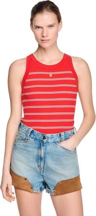 Sandro Striped knit vest top in Red at Nordstrom, Size Medium