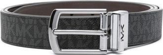Michael Kors logo-print reversible belt - men - Polyester/Polyurethane/PVC - One Size - Black