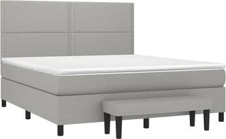 vidaXL Vidaxl - Cama Box Spring Con Colch&oacute;n Tela Gris Claro 180x200 Cm