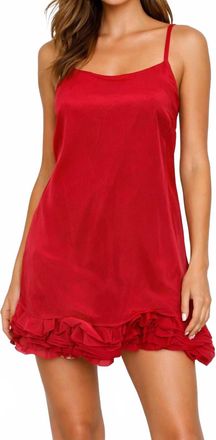 Alice & Olivia Ruffle Hem Slip Dress In Red
