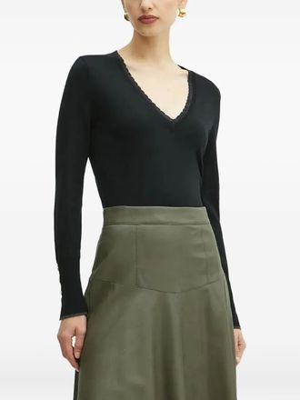 Liu Jo lace-trimmed V-neck top - Black