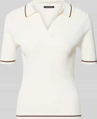 A|X Armani Exchange Strickshirt aus Viskose-Mix mit Polokragen und V-Ausschnitt in Weiss, Gr&ouml;&szlig;e XS
