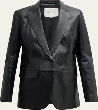 Lafayette 148 New York Nappa Leather Flap Pocket Single-Button Blazer