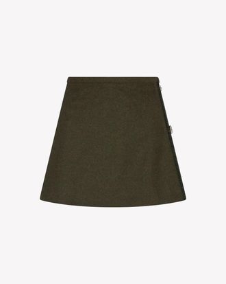 Serena Bute Merino Wool Mini Kilt - Military Green
