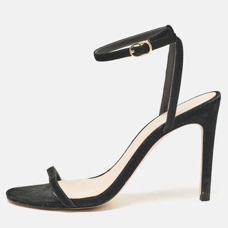 Stuart Weitzman Black Suede Ankle Strap Sandals