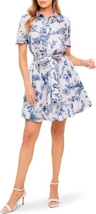 Flying Tomato Mini Shirtdress in Ivory Blue at Nordstrom Rack, Size Medium
