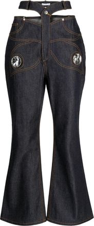 Area Butterfly cut-out flared jeans - women - Cotton - 25 - Blue