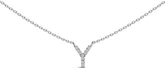 House of Brilliance 10K White Gold Diamond Accent A-Z Block Initial Pendant Necklace in White Gold | Y at Nordstrom