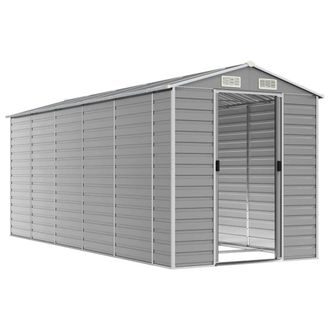 Berkfield Home Garden Shed Light Grey 191x470x198 cm Galvanised Steel | Size: 191 x 470 x 198 cm