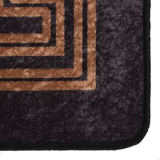 Berkfield Home Rug Washable Black & Gold 400x300 cm Anti Slip | Size: 100 cm diameter