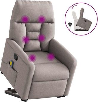vidaXL Vidaxl - Sill&oacute;n Reclinable De Masaje Elevable Tela Gris Taup&eacute;