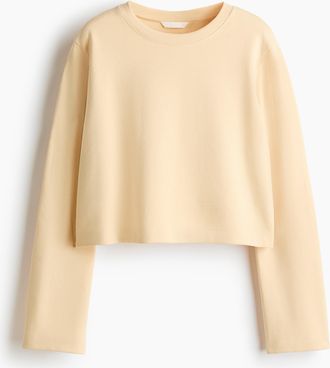 H&M Kurzshirt aus Interlockjersey - Blassgelb
