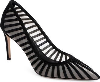 L'agence Lenox Mesh Pump in Black Suede at Nordstrom, Size 8.5