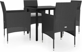 vidaXL Juego De Comedor De Jard&iacute;n 5 Piezas Con Cojines Negro Vidaxl