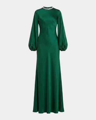 Mac Duggal Ieena Satin Sheath Gown