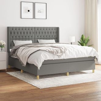 vidaXL Vidaxl - Cama Box Spring Con Colch&oacute;n Tela Gris Oscuro 180x200 Cm