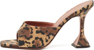 Amina Muaddi Mules Lupita leopardate - Marrone