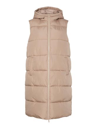 Pieces Pcbee New Long Puffer Vest BC, Silver Mink, L