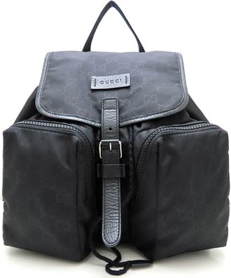 Gucci Black Nylon Leather Backpack (Pre-Owned)