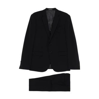 Emporio Armani Wollen single-breasted pak - Heren - Business pakken - Blauw - 4XL - Wol - Kostuums