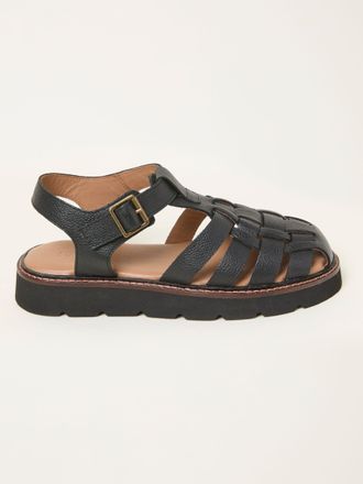 Fat Face FatFace Cali Black Leather Fisherman Sandal