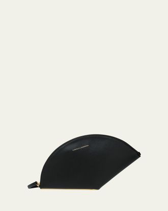 Carolina Herrera Consuelo Fan-Shaped Leather Clutch Bag