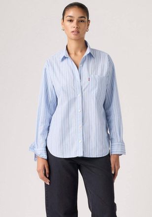 Levi's Jeansbluse LEVIS HARLIE BOYFRIEND SHIRT, Damen, Gr. L (40), amari stripe chambray blau 1 poplin, Web, Obermaterial: 100% Baumwolle, relaxed fit Po-bed