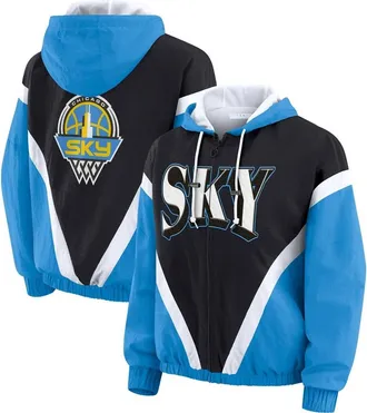 WEAR by Erin Andrews Womens WEAR by Erin Andrews Blue/Black Chicago Sky Colorblock Full-Zip Hoodie Windbreaker Jacket at Nordstrom, Size Small