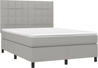 vidaXL Vidaxl - Cama Box Spring Con Colch&oacute;n Tela Gris Claro 140x190 Cm