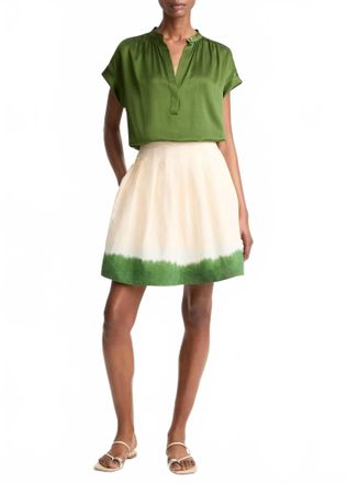Vince Dip-Dye Pleated Skirt In Porcelain/herba