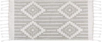 Beliani Alfombra Blanco Gris 80 X 150 Cm Material Sint&eacute;tico Hecho A Mano Borlas Tabiat