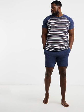 Jacamo Marl Stripe T-Shirt And Short PJ Set