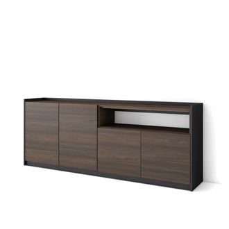 Skraut Home Aparador efecto madera roble oscuro y negro 210x37x80cm