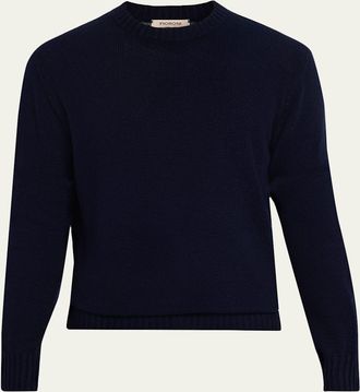 Fioroni Cashmere Mens Ribbed-Knit Cotton Crewneck Sweater