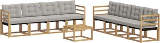 vidaXL Conjunto De Sof&aacute;s De Exterior 9 Uds. Blanco Y Gris Claro Vidaxl