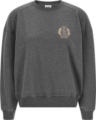 Brunello Cucinelli Grey Logo Crew Neck Sweatshirt