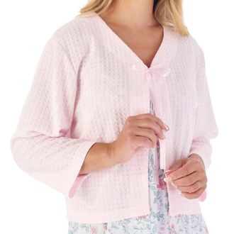 Slenderella Summer Ribbon Tie 3/4 Sleeve Bedjacket (20/22, Pink)