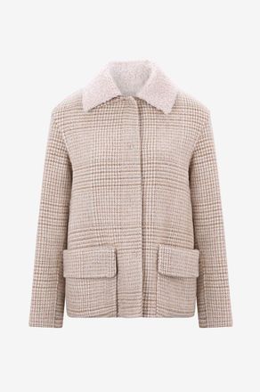 Manzoni24 Karierte Hemdjacke mit Kunstpelzkragen