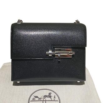 Herm&egrave;s Noir Chamkila Leather Verrou Chaine Mini Bag PHW