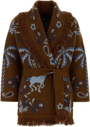 Alanui C&aacute;rdigan de punto jacquard con cintur&oacute;n y flecos - Knitwear - Mujer - Multicolor - M