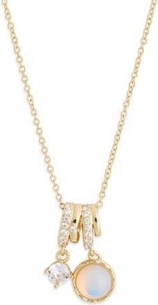 Nordstrom Rack Cubic Zirconia Charm Necklace in Clear- White- Gold at Nordstrom Rack