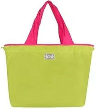 Generic Large Capacity Foldable Grocery Shopping Shoulder Bag, Portable Washable Supermarket Shopping Messenger Bags(green&yellow)