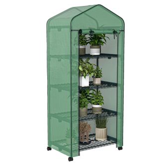 No Brand Jssevn - Mini Invernadero Con Pel&iacute;cula Protectora: Ideal Para Plantas, Con 4 Estantes Y Dimensiones De 69x50x165 Cm