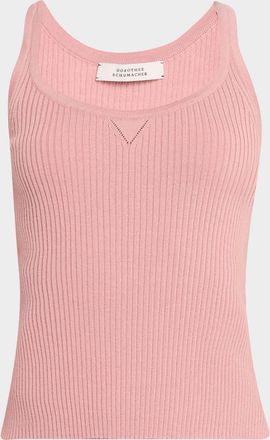 Dorothee Schumacher Embellished Merino Ribbed Scoop-Neck Top